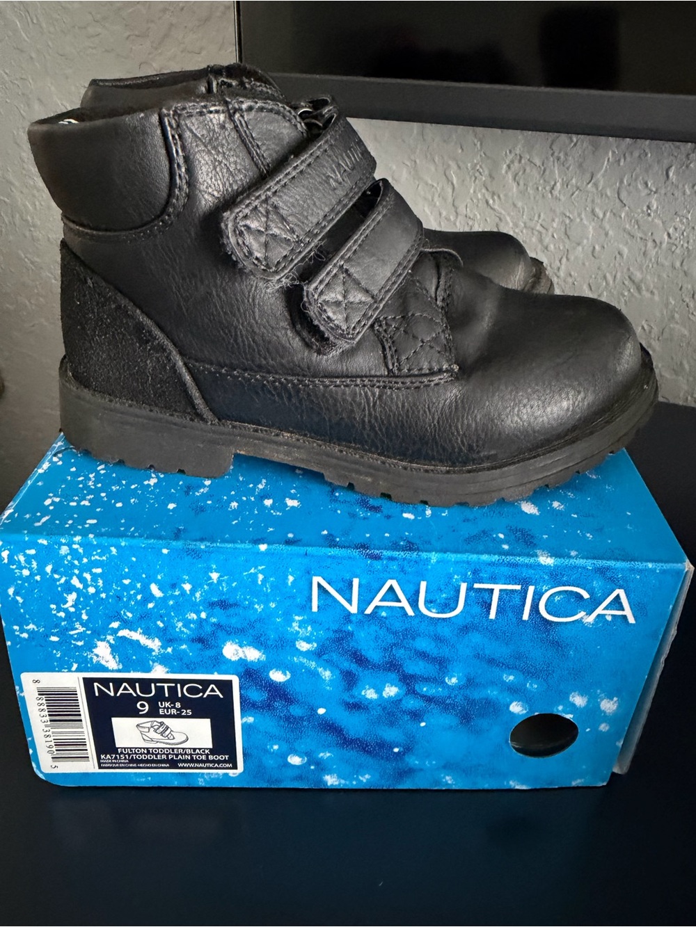 Nautica Kids Black Double‑Strap Ankle Boots